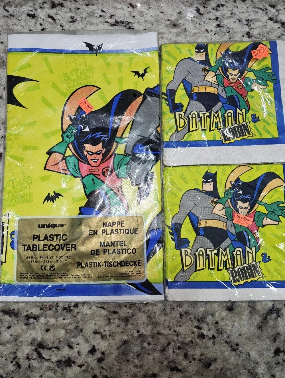 1997 Batman & Robin Party Tablecover And Napkins Birthday New And Sealed